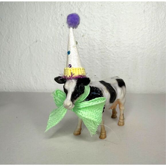 Party Animal Birthday Cake Topper Figurines Hippo Monkey Cow Panda Tiger Ape - Picture 7 of 8